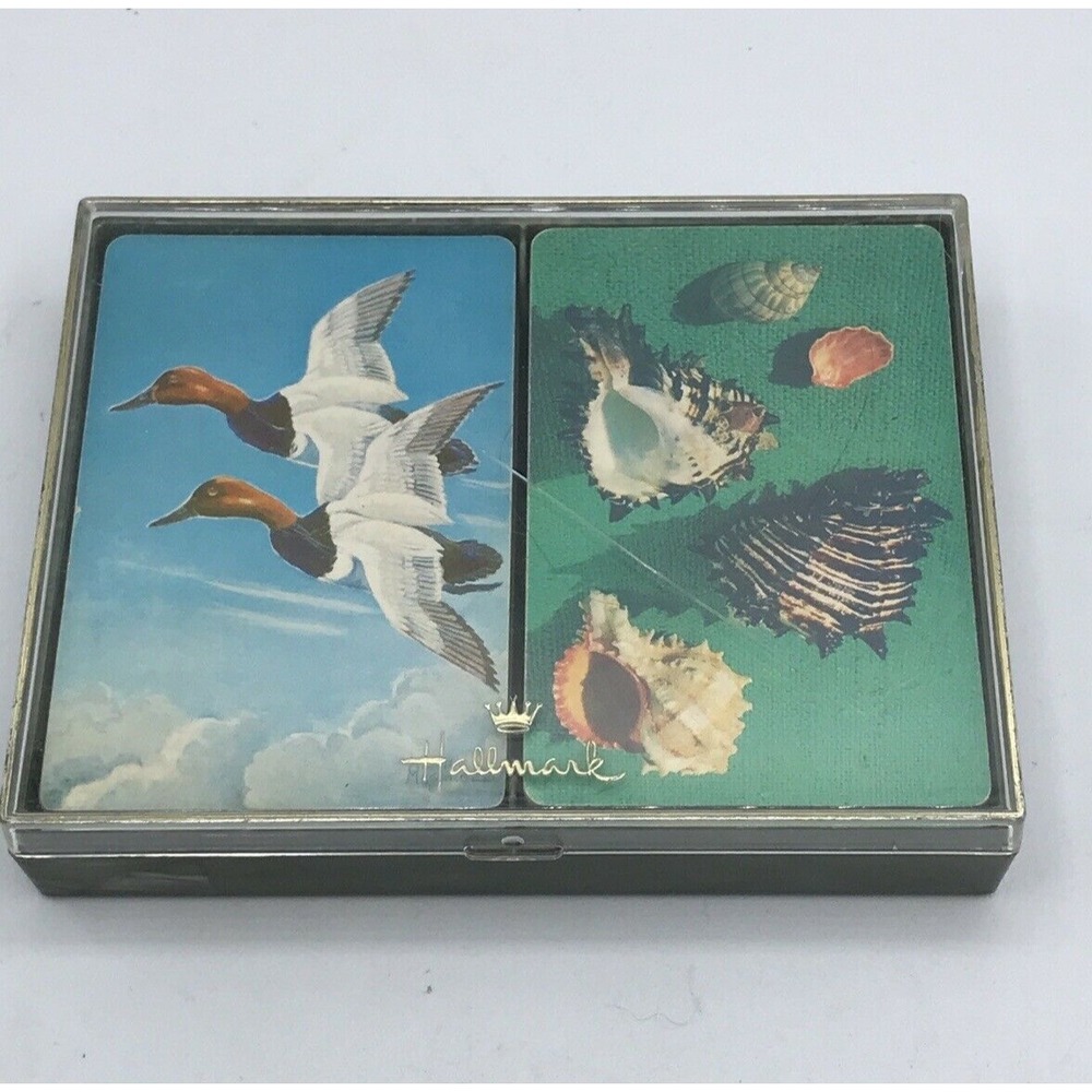 Hallmark‎  Bridge Playing Cards Dual Deck Shells  &geese Made Vtg